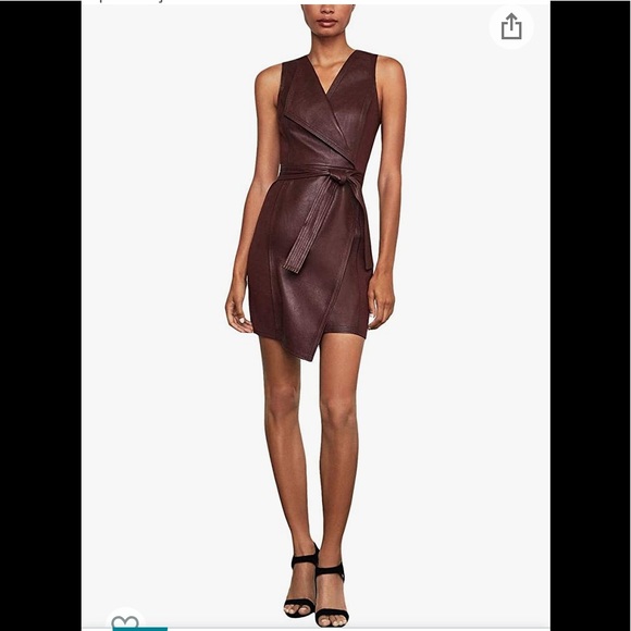 BCBGMAXAZRIA Womens Layla Cocktail Dress Asymmetric Faux Leather - Bittersweet - Picture 2 of 7